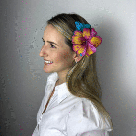 Hibisco rosa c/folhagem azul