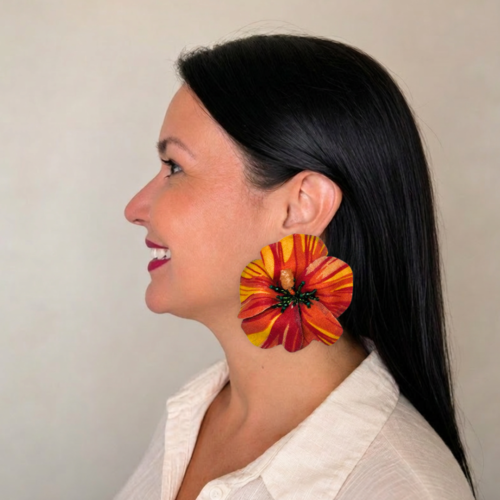 Brinco Hibisco laranja