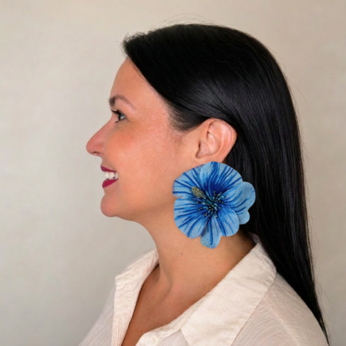 Brinco Hibisco azul