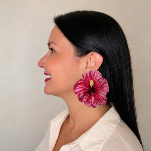Brinco Hibisco rosa